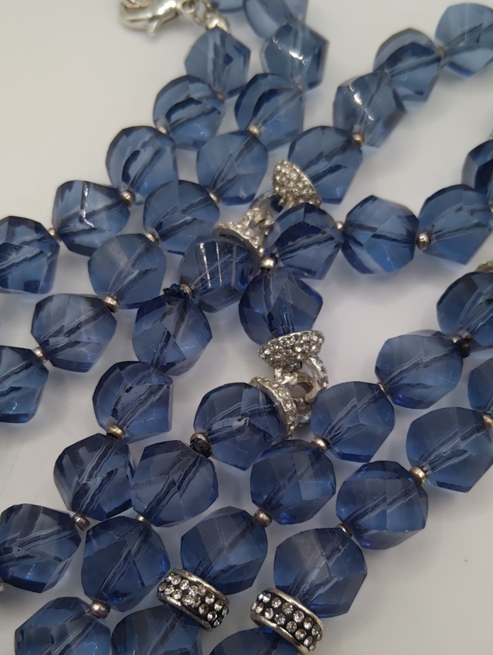 Anne Klein Faceted Dusky Blue Glass Necklace - Picture 6 of 8
